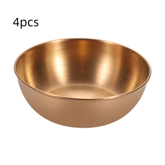 Iuhan Stainless Steel Dipping Bowls, 4pcs Gold Snack Dipping Dishes Condiment Soy Sushi Dipping Bowls, Small Appetizer Sauce Bowls for Sushi Party Kitchen Dining Table Decor