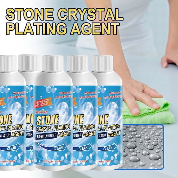 Iuhan Stone Crystal Plating Agent, Quartz Countertop Scratch Repair and Stain Cleaner, Protective Sealant for Kitchen Tile Marble Granite Surfaces, 2 Pack 100ml