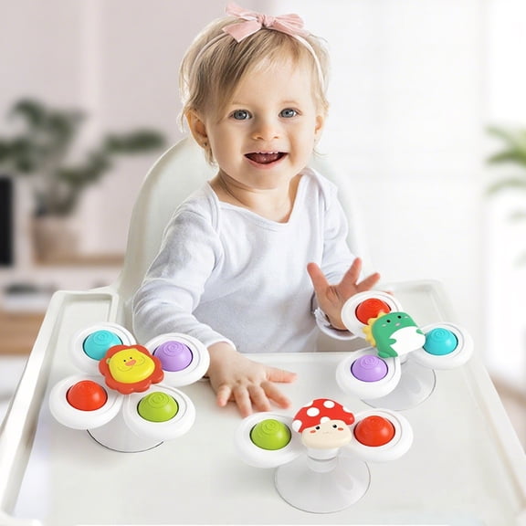Iuhan Suction Cup SpinningToyRotating EducationalToyPressing Style ABS Plastic Fidget Spinner BathToyTableToyfor ToddlersKids