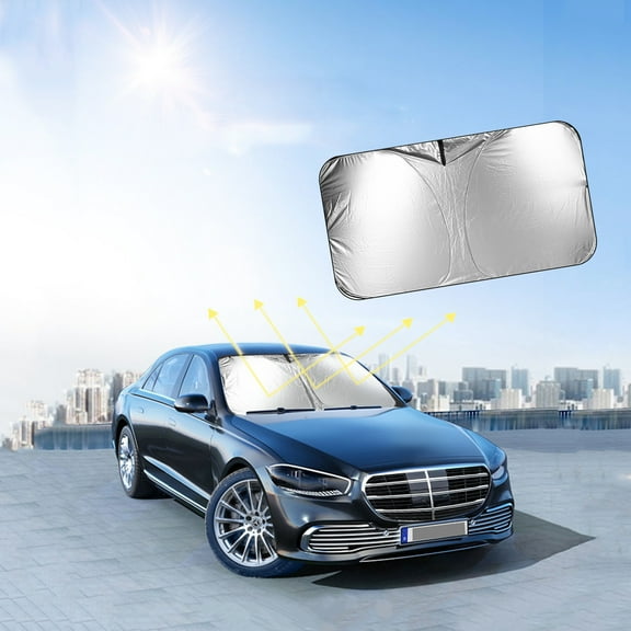 Iuhan Summer Car Sunshade, Portable Front Windshield Sunshade Foldable Thermal Insulation Sunscreen, Universal SUV Car Sun Shield for Heat Protection and UV Ray Blocking