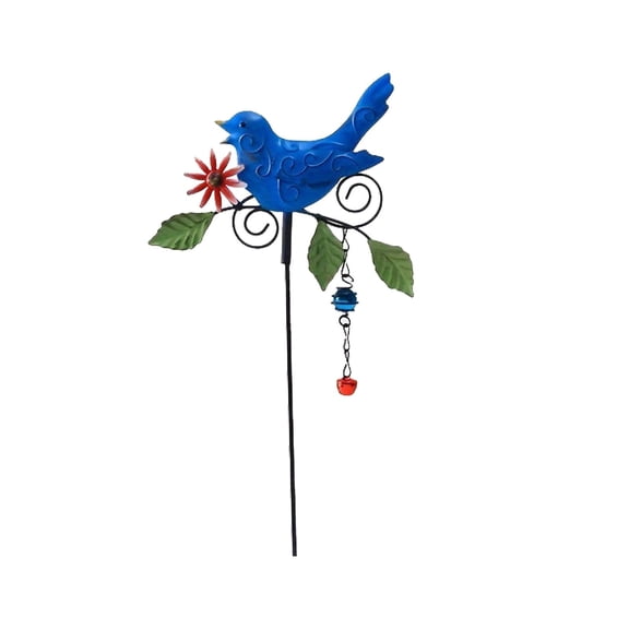 Iuhan Summer Garden Stakes, Outdoor Metal Bird Wind Chimes, Floral Embossed Yard Art Decorations For Patio Lawn And Spring Garden Decor