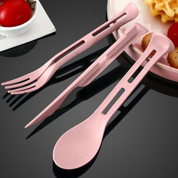 Iuhan Wheat Straw Cutlery Set, Reusable Plastic Knife Fork Spoon, Portable Travel Tableware, Eco-Friendly BPA-Free Utensils, Camping Picnic Office Teen Lunch