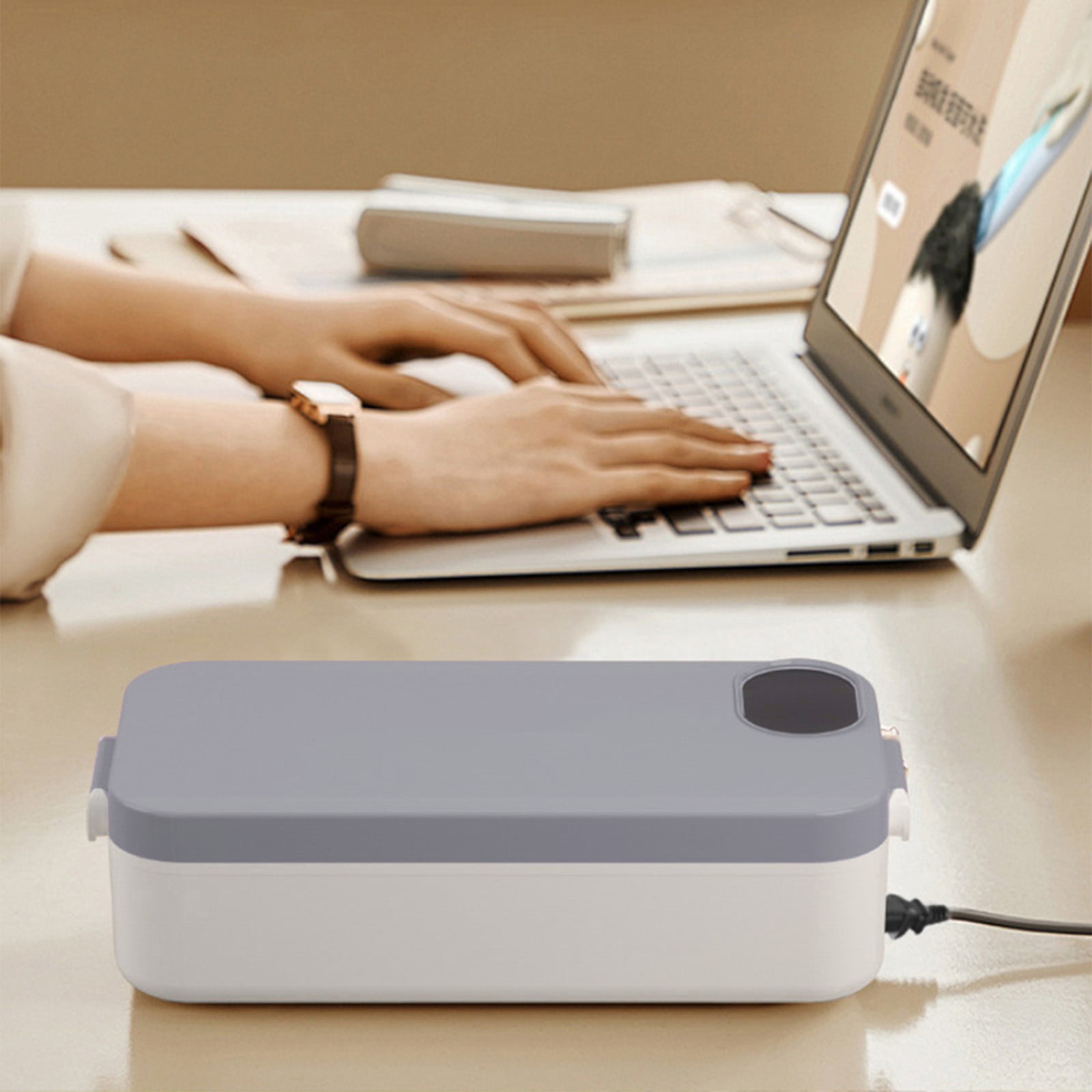 Iuhan Wireless USB Heated Lunch Box 900ml, Rechargeable Food Warmer, Adjustable Temperature Portable Insulated Bento Box For Office Car Travel, Electric Lunch Container, Meal Prep Heater