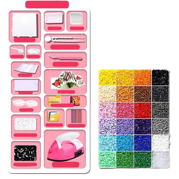 Iumwxz 24 Color 5mm Fused Beads Kit with Pegboards Iron Storage Box 2000 Beads for Friends Arts Crafts Creative DIY Christmas Birthday Gift Set
