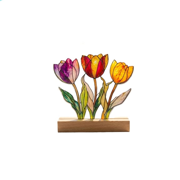 Iumwxz 2D Flat Floral Tabletop Decor, Flower Scenery Ornament, Modern Home Decor, Versatile Centerpiece for Desk Coffee Table Shelf, Includes 1 Ornament, for Living Room Office Birthday Party