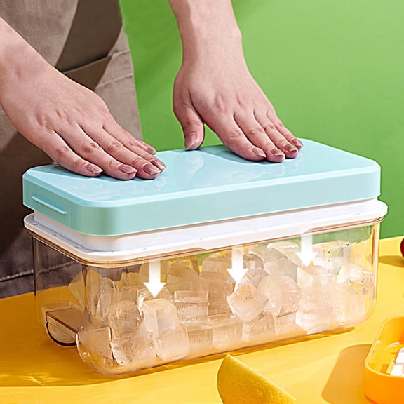 Iumwxz 32 Cavity Ice Tray with Lid, Deicing Box, Pressing Nail Board and Ice Shovel, Reusable Small Round Mini Ice Molds for Whiskey Cocktails Coffee Herbs Freezer Storage