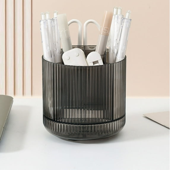 Iumwxz 360 Degree Rotating Pen Organizer for Desk with 8 Slots Cute Office Desk Supplies Pencil Holder for Pens Markers Scissors and Makeup Brushes Non Slip Base