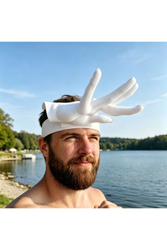 3D Printed Sun Visor Hat with Adjustable Strap, Novelty Finger Shape Design for Beach Pool Party Summer Outdoor Sun Protection, Lightweight and Easy to Clean