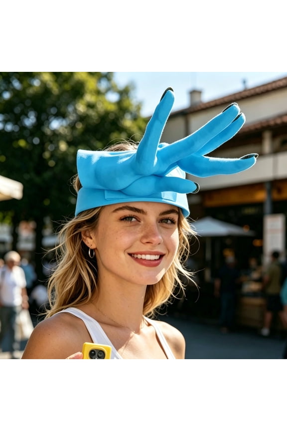 3D Printed Sun Visor Hat with Adjustable Strap, Novelty Finger Shape Design for Beach Pool Party Summer Outdoor Sun Protection, Lightweight and Easy to Clean
