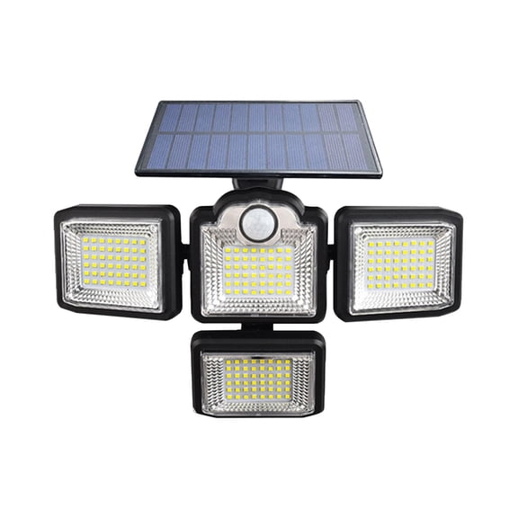 Iumwxz 4 Head Solar Motion Sensor Lights Outdoor, 270° Wide Angle Security LED Flood Light with Remote Control, IP65 Waterproof, 3 Modes for Garden Fence Driveway