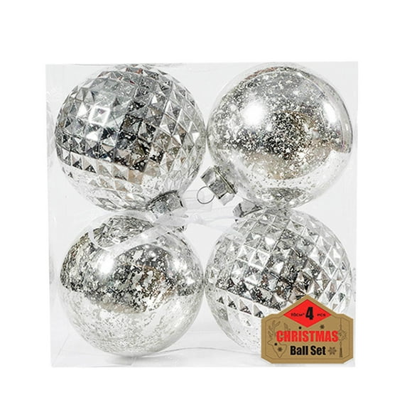 Iumwxz 4pcs Christmas 10CM Set Ball Broken Ball Plated Plastic Christmas Tree Decoration Pendant Christmas ornaments christmas gifts Reduced home decor christmas clearance outdoors indoor