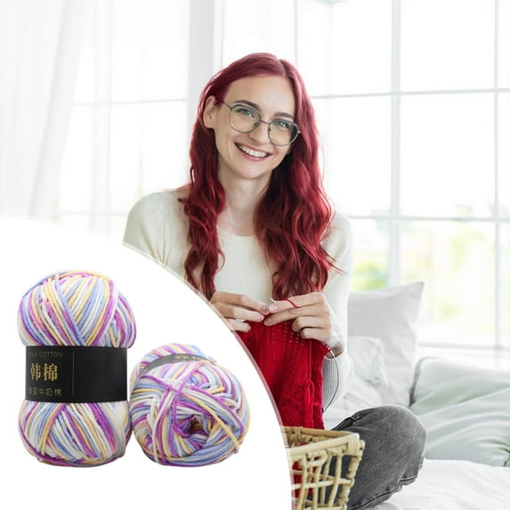 Iumwxz 50g Gradient Color Cotton Yarn,Lustrous and Soft Yarn for Crochet/Knitting,Baby Cotton Yarn,Perfect for Any Knitting Crochet and Crafts Mini Project 2.7x4.7in Clearance Sales