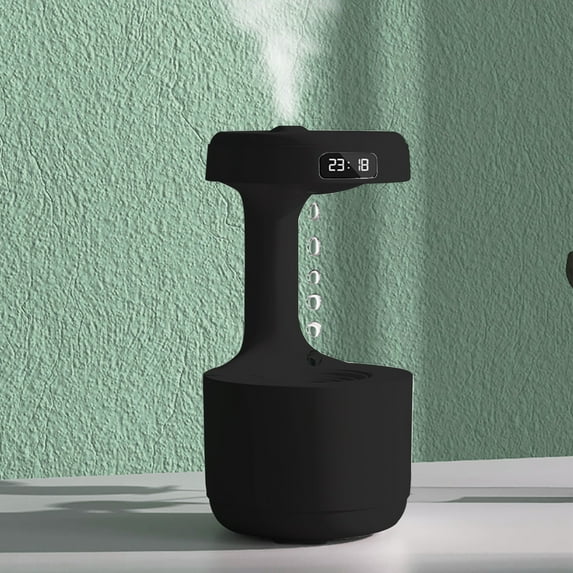 Iumwxz Anti Gravity Water Droplet Humidifier with 800ml Tank, 8 Hour Timer, LED Display & Double Shutdown Protection, USB Desktop Fog Humidifier for Bedroom Office Air Moisturizing