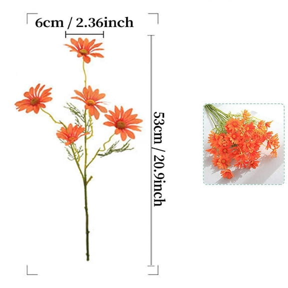 Iumwxz Artificial Flowers 5 Piece Simulation Cosmos Decor with 5 Branches for Valentine's Day Gifts, Easter Party Decorations, Wedding Anniversary and Home Indoor Living Room Decoration