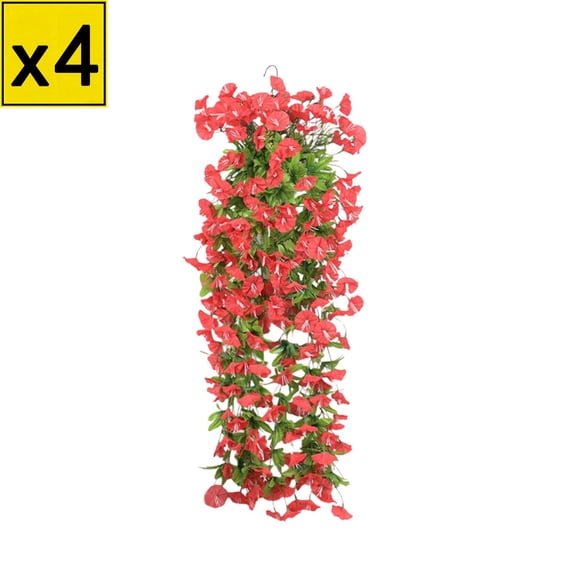 Iumwxz Artificial Morning Glory Wall Hanging Basket with 12 Branches and 118 Simulated Purple Flowers 85cm Long Sturdy Rod for Living Room or Patio Decoration No Vase Included