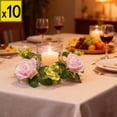 thumbnail image 1 of Iumwxz Artificial Rose Candle Holder Wreath for Valentine's Day Decor 23cm Diameter Tabletop Centerpiece with Yellow White Roses and Leaves No Vase Included, 1 of 6