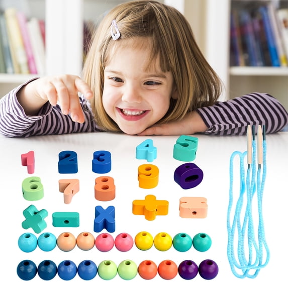 Iumwxz Bead String Rope and Building Blocks for Children Baby Early Education Puzzle toys Wrap Beads Thread Beads and String Beads with Large Particles