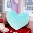 thumbnail image 1 of Iumwxz Blue Faux Rabbit Fur Decorative Pillow Heart Shaped Sofa Cushion Bedside Throw 33x25cm Soft Fluffy Supportive for Home Decor Living Room Bedroom, 1 of 6