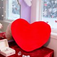 thumbnail image 1 of Iumwxz Blue Faux Rabbit Fur Decorative Pillow Heart Shaped Sofa Cushion Bedside Throw 33x25cm Soft Fluffy Supportive for Home Decor Living Room Bedroom, 1 of 6
