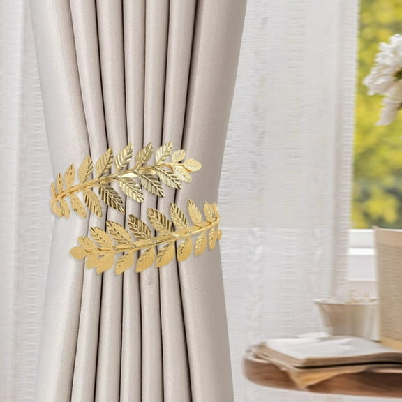 Iumwxz Boho Wheat Sheaf Curtain Tiebacks 2 Pack Iron Rope Holdbacks Gold Thanksgiving Decor No Drill Needed Window Drape Clips Included for Living Room Bedroom