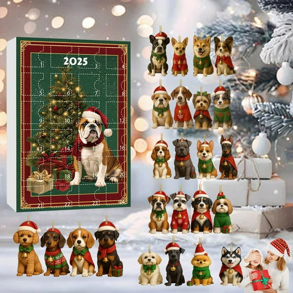 Iumwxz Calendar Christmas Advent Calendar for Dog Lovers with 24 Mini Puppy Figures - Cute Holiday Countdown Decor with Festive Dogs and Hanging Loops, Perfect Christmas Gift for Pet Owners