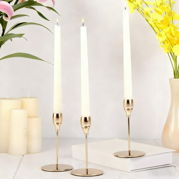 Iumwxz Christmas Iron Metal Candlestick Set of 3 Gold Tabletop Decorations Modernist Candle Holders for Holiday Centerpiece Romantic Dinner Props Home Table Decor