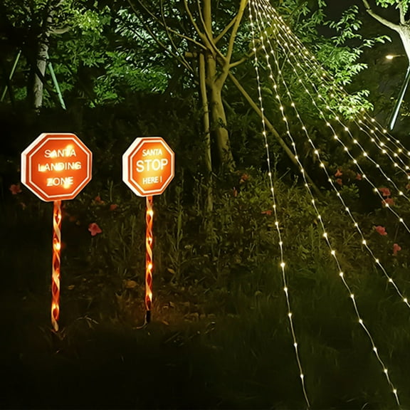 Iumwxz Christmas Lights Solar Christmas Party Decorations 2-Pack Outdoor LED Garden Lights Octagonal Parking Signs with Waterproof Solar Powered Ornaments for Holiday Yard Decor