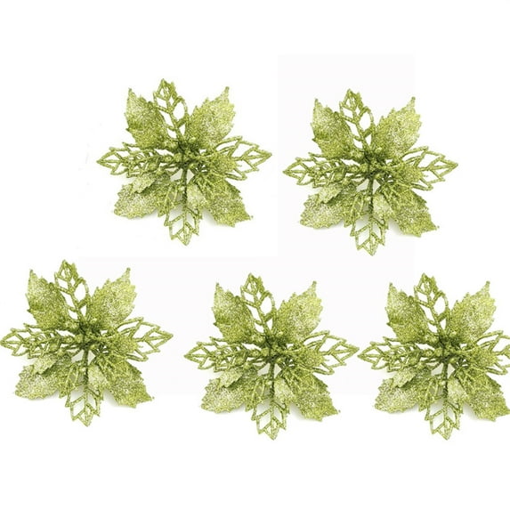 Iumwxz Christmas Poinsettia Flower Glitter Poinsettia Tree Ornaments Rose Gold Artificial Flower Decorating Wreath Garland Great for Wedding Holiday home decor christmas clearance outdoors indoor