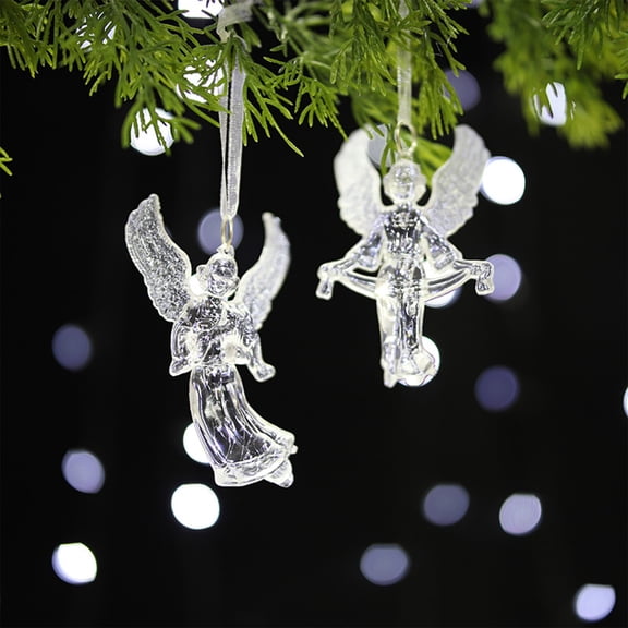 Iumwxz Christmas Series Christmas Tree Decorations Transparent Acrylic Angel Pendant Set of 2 Shatterproof Holiday Ornaments for Indoor Christmas Tree Window Door Festive Hanging Decor