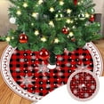 thumbnail image 1 of Iumwxz Christmas Tree Skirt 34.5 Inches Diameter Black Red Plaid Cloth Christmas Tree Skirt for Christmas Decorations Xmas Party Tree Decor Indoor Outdoor home decor christmas clearance indoor, 1 of 5