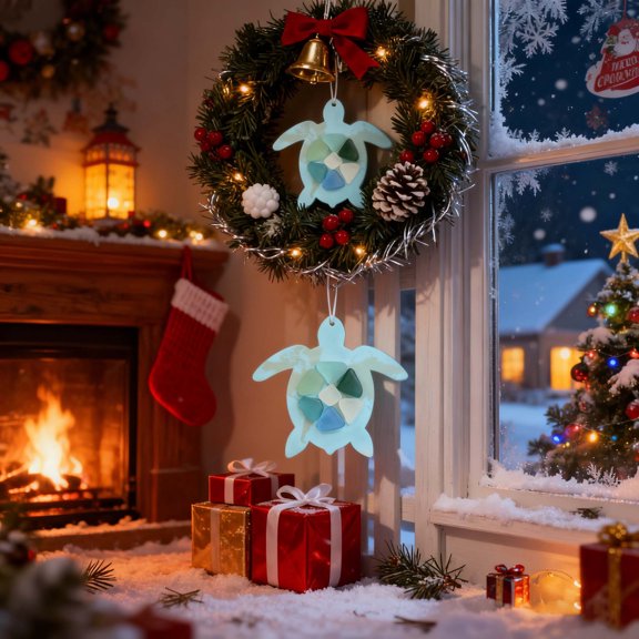 Iumwxz Christmas Tree Turtle Decorative Acrylic Pendant Ornament for Holiday Tree Decor Festive Table Settings Wreaths and Gift Wrapping Made of Durable Acrylic Material