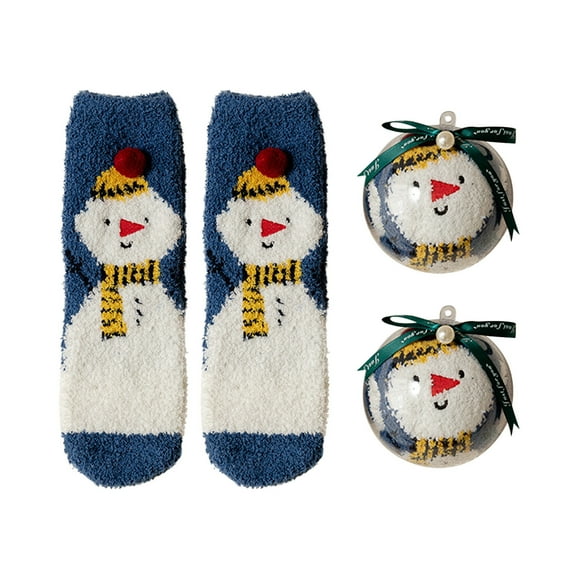 Iumwxz 2pcs Christmas Descorations Christmas Coral Fleece Multi-Style & Pattern Thickened Sockes $ Christmas Balls Mixed In Box for Christmas Gift and Home Christmas Ornaments