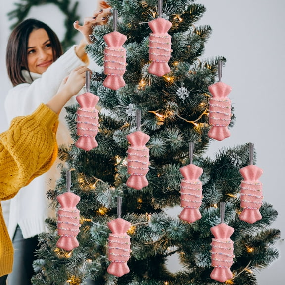 Iumwxz Cute Macaron Foam Candy Christmas Tree Pendant Ornament for Holiday Decor Pink Sweet Icing Design Lightweight Safe for Friends Pets Multi Purpose Gift Box Door Window Party Decoration