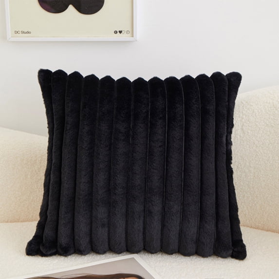 Iumwxz Decorative Pillow 45x45cm Soft Polyester Plush Throw Pillow with Insert Striped Pattern for Sofa Bedroom Living Room Home Decor Cushion