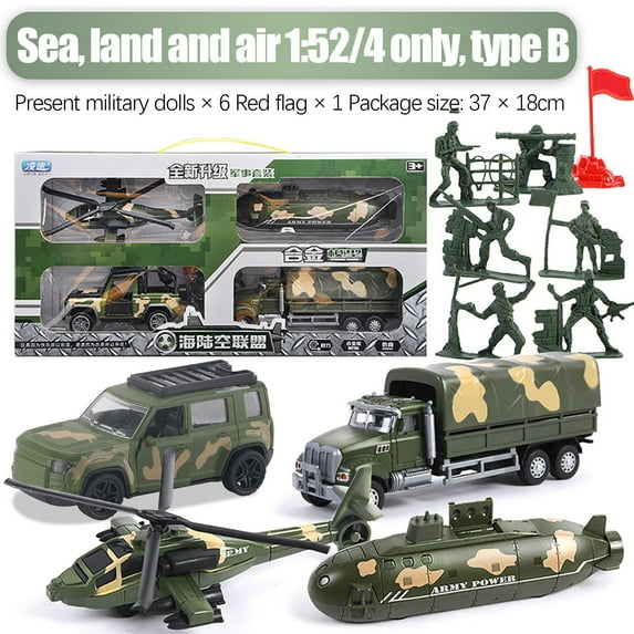 Iumwxz Diecast Military Vehicle Toy,4-Piece Military Toy,Equipped Military Action Figures,Tanksarmored Vehicles,Helicopters,Trucks,Submarines,'S Gifts Toys home decor christmas clearance indoor