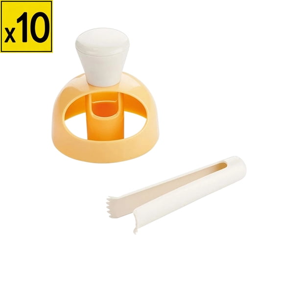 Iumwxz Donut Mold Plastic Hollow Bread Mold Round Cake Crust Press Mold Kitchen Baking Tool with Dipping Pliers for Making Donuts Muffins Cookies Cupcakes Mini Bagels Yellow