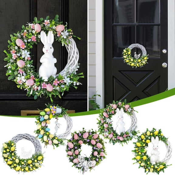 Iumwxz My Order easter bunny 25cm Easter Hanging Ornaments - Easter Bunny Wreath Acrylic Wreath Indoor Outdoor Easter Hanging Ornaments Home Front Door Party Decorations easter gifts E Acrylic