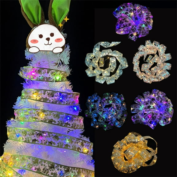Iumwxz Easter Decorations Easter Decoration Led Ribbon Lights Easter Tree Ornaments Lace Bow String Lights Decoration Easter Basket Stuffers Summer Saving