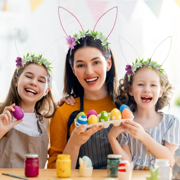 Iumwxz Easter Decorations Rabbits Ear Headband Decoration Amusement Headband Rabbits Ear Easter Decoration Rabbits Ear Simulation Flower Hair Hoop Headband Decoration Easter Basket Stuffers