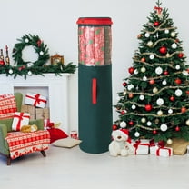 Iumwxz Extra Long 39.37 Inch Christmas Tree Storage Bag for Wrapping Paper Rolls Green Non Woven Fabric with Handle Water Resistant Holiday Organizer for Bows Ribbons