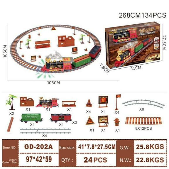 Iumwxz Fall Decor Toy Train Set with Lights and Sounds Steam Christmas Train Set Railway Tracks Battery Operated Toys Kid Toys Christmas home decor christmas clearance outdoors indoor