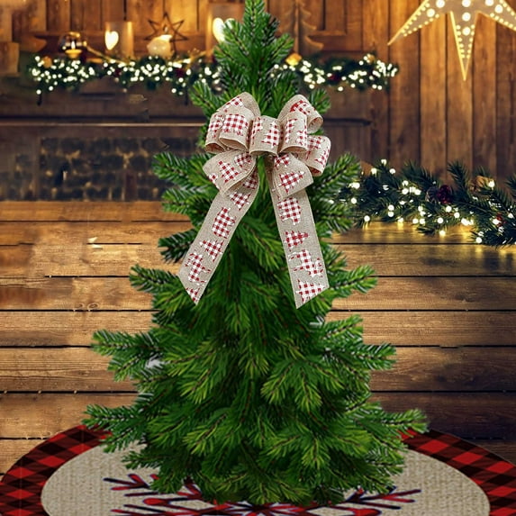 Iumwxz Fall Outdoor Living Christmas Tree top Large Bow Nine Ears Imitation Fabric Alphabet Decorated Bow home decor christmas clearance outdoors indoor