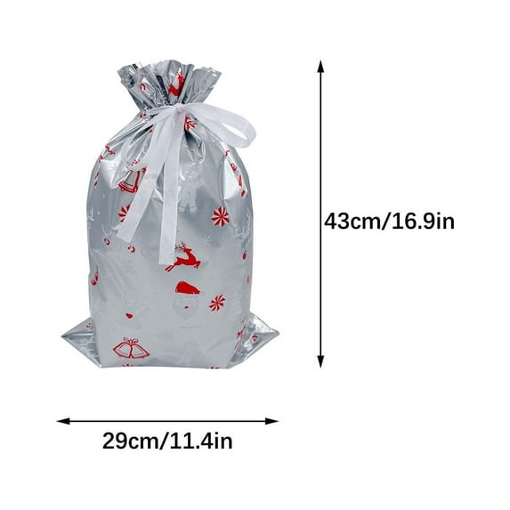 Iumwxz Festive Christmas Drawstring Gift Bags with Premium Aluminum Foil Material for Holiday Wrapping Party Decorations and Treats 29x43cm Size Sturdy Reusable