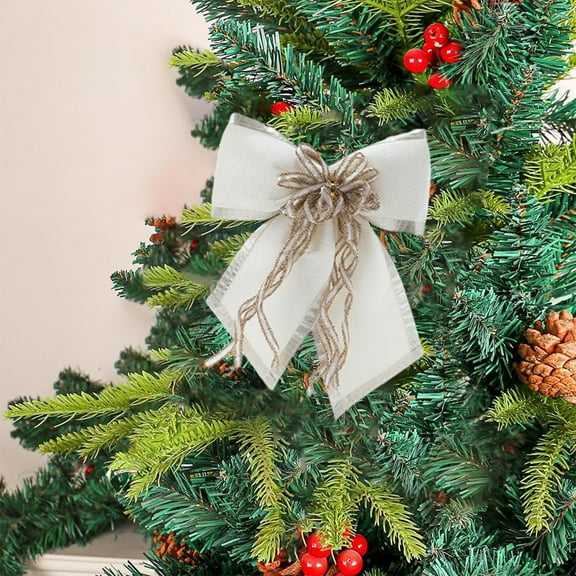 Iumwxz Green Christmas Decorative Bow 25x20cm Cloth Material with Classic Santa Snowflake Tree Patterns Easy Installation Hanging Rope for Tree Door Wall Gift Wrapping Holiday Decor