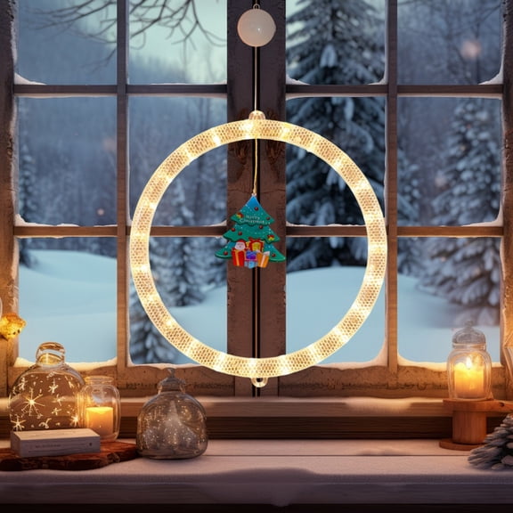 Iumwxz Green Plastic Christmas LED Window Display Lights Waterproof Indoor Outdoor Holiday Decor with Energy Efficient Bulbs for Festive Ambiance