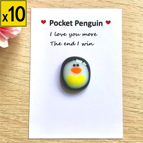 Iumwxz Greeting Cards with Encouraging Message for Valentine's Day, Pocket Penguin Decor Made of Glass, 0.9x1 Inch Size for Easy Carry in Pockets or Bags, White Elephant Gifts