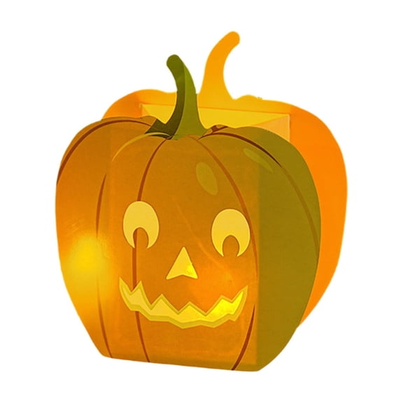 Iumwxz Halloween Luminaries, Paper Pumpkin Candle Bags, 5.91x3.94x0.20 in, Orange, Flame Retardant, with Electronic Candle, for Halloween Decorations