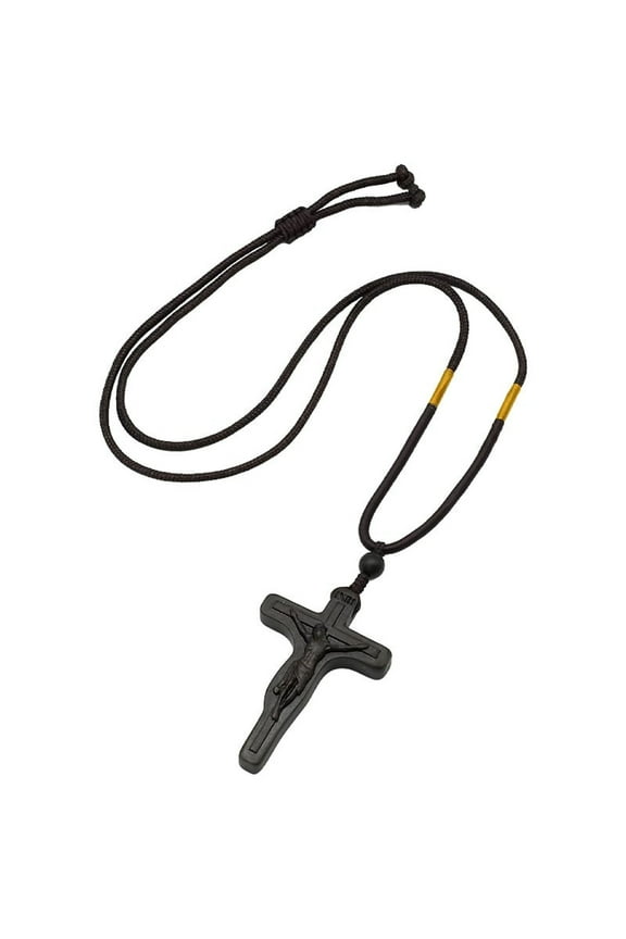 Hand Carved Olive Wood Cross Pendant Necklace with Adjustable Cord for Comfortable Wear cute Gift for Family and Friends During Holidays