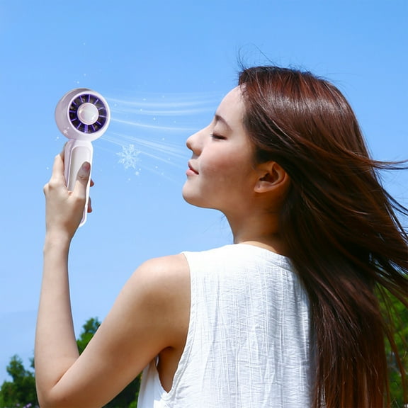 Iumwxz Handheld Turbo Mini Fan, Portable USB Rechargeable Fan with 3 Speed Settings, Adjustable Stand for Desk Use, Quiet Operation Under 36dB, Type C Charging Cable Included