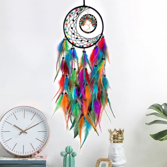 Iumwxz Holiday Travel Dreamcatcher Wall Decor Home Feather Hanging Woven Tree Of Life Crafts Scandinavian Room Decoration home decor christmas clearance outdoors indoor